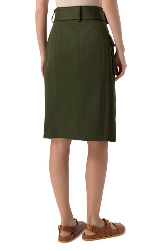Хлопковая юбка Elie Saab SK130NS25/GA002 Хаки  SK130NS25/GA002 Фото 4