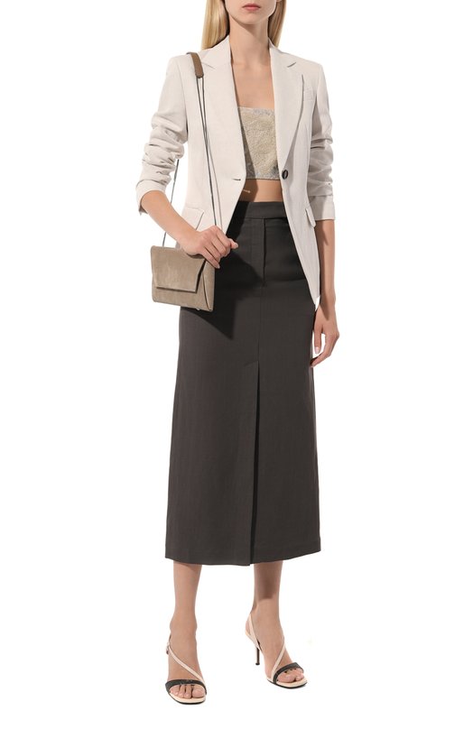 Льняной топ Brunello Cucinelli MB650TR17 Серебряный  MB650TR17 Фото 2