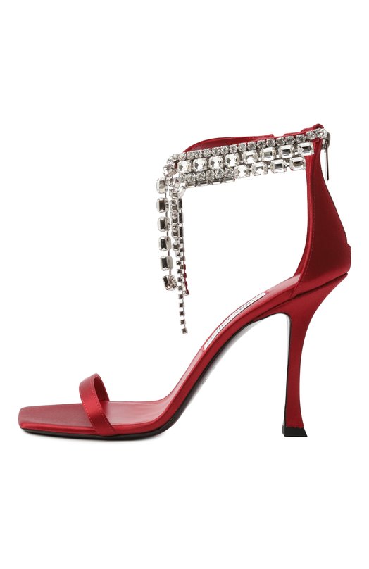 Текстильные босоножки Verity 100 Jimmy Choo VERITYSANDAL100SAT Красный  VERITYSANDAL100SAT Фото 4