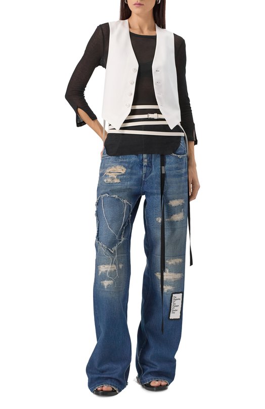 Хлопковый лонгслив Ann Demeulemeester B0012885/FA434 Чёрный  B0012885/FA434 Фото 2