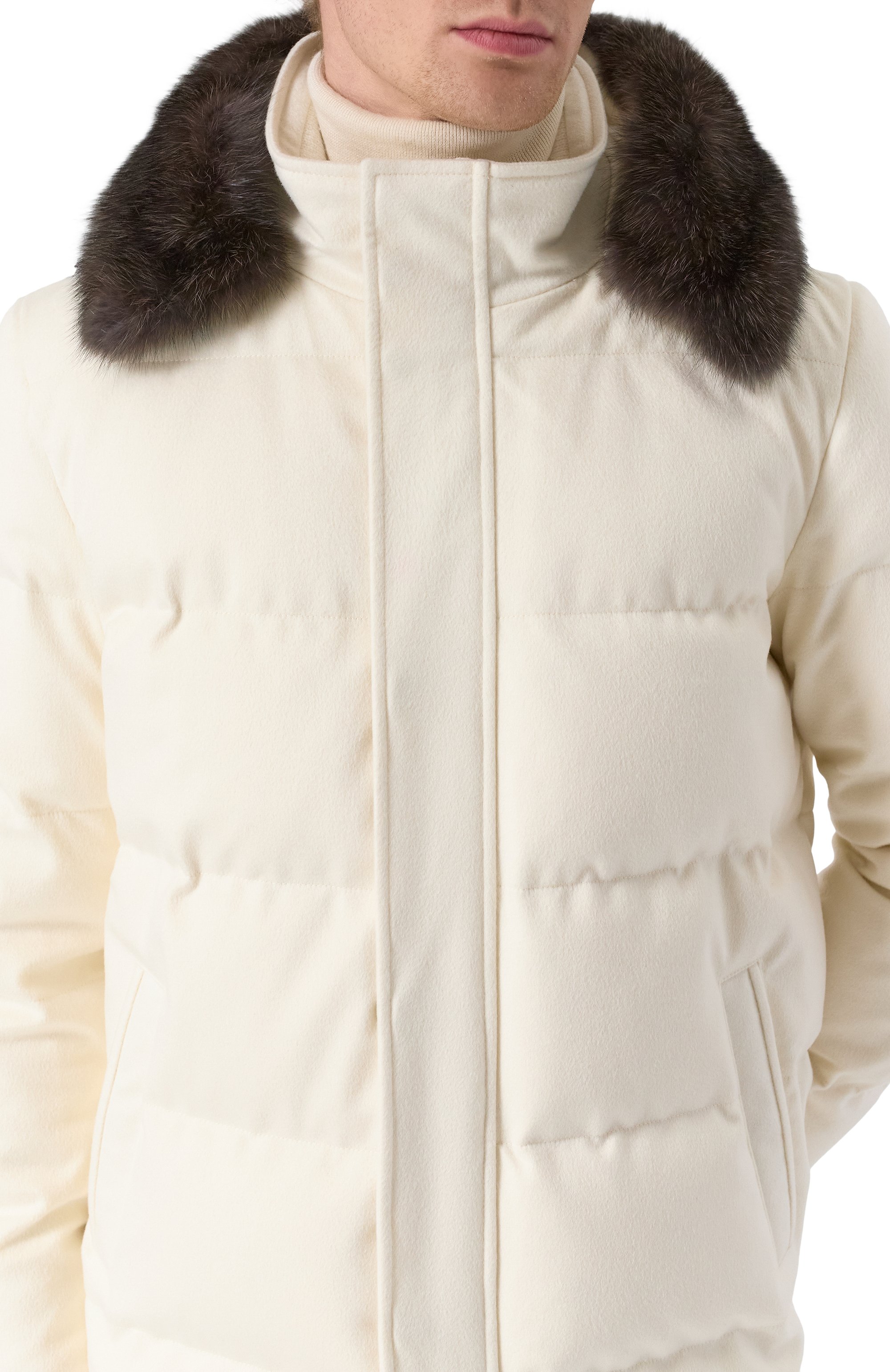 Кашемировый пуховик с отделкой из соболя MVST, арт. FTEKB-ES2915-2SB/LC1664, фото 5