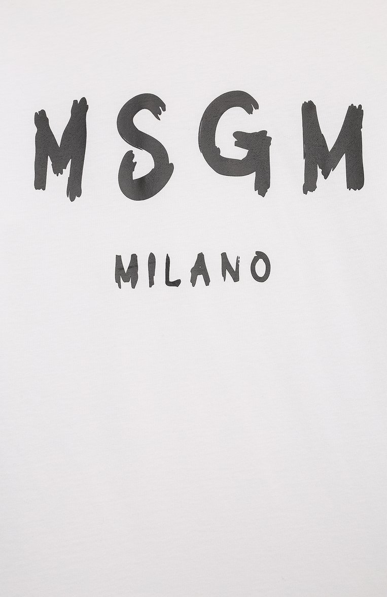 Детская хлопковая футболка MSGM KIDS белого цвета, арт. F4MSJUTH290 | Фото 3 (Драгоценные камни: Проставлено; Материал сплава: Проставлено; Рукава: Короткие; Материал внешний: Хлопок; Девочки Кросс-КТ: футболка-одежда; Ростовка одежда: 8 лет | 128 см, 6 лет | 116 см, 16 лет | 164 см, 12 лет | 152 см, 10 - 11 лет | 140 - 146см)