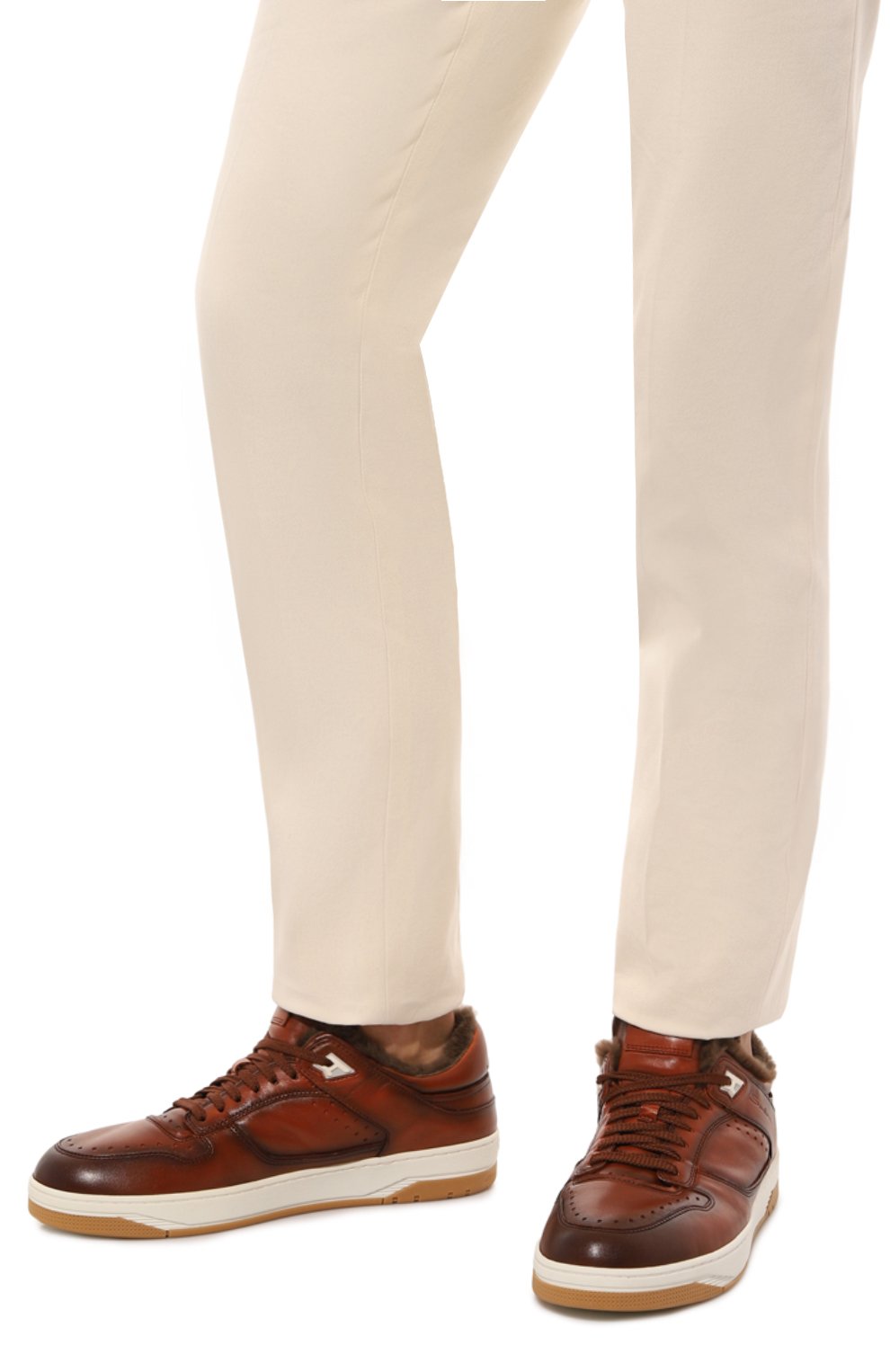 Кожаные кеды sneak-air SANTONI коричневого цвета по цене 69950 руб., арт. MBSG22015BAMPGHV, фото 3 Кожаные кеды sneak-air SANTONI, арт. MBSG22015BAMPGHV, фото 3