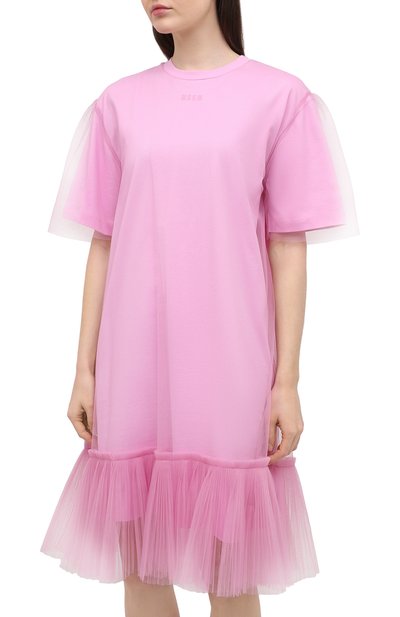 Хлопковое платье MSGM светло-розового цвета по цене 34200 руб., арт. 3041MDA66 217298, фото 3 Хлопковое платье MSGM, арт. 3041MDA66 217298, фото 3