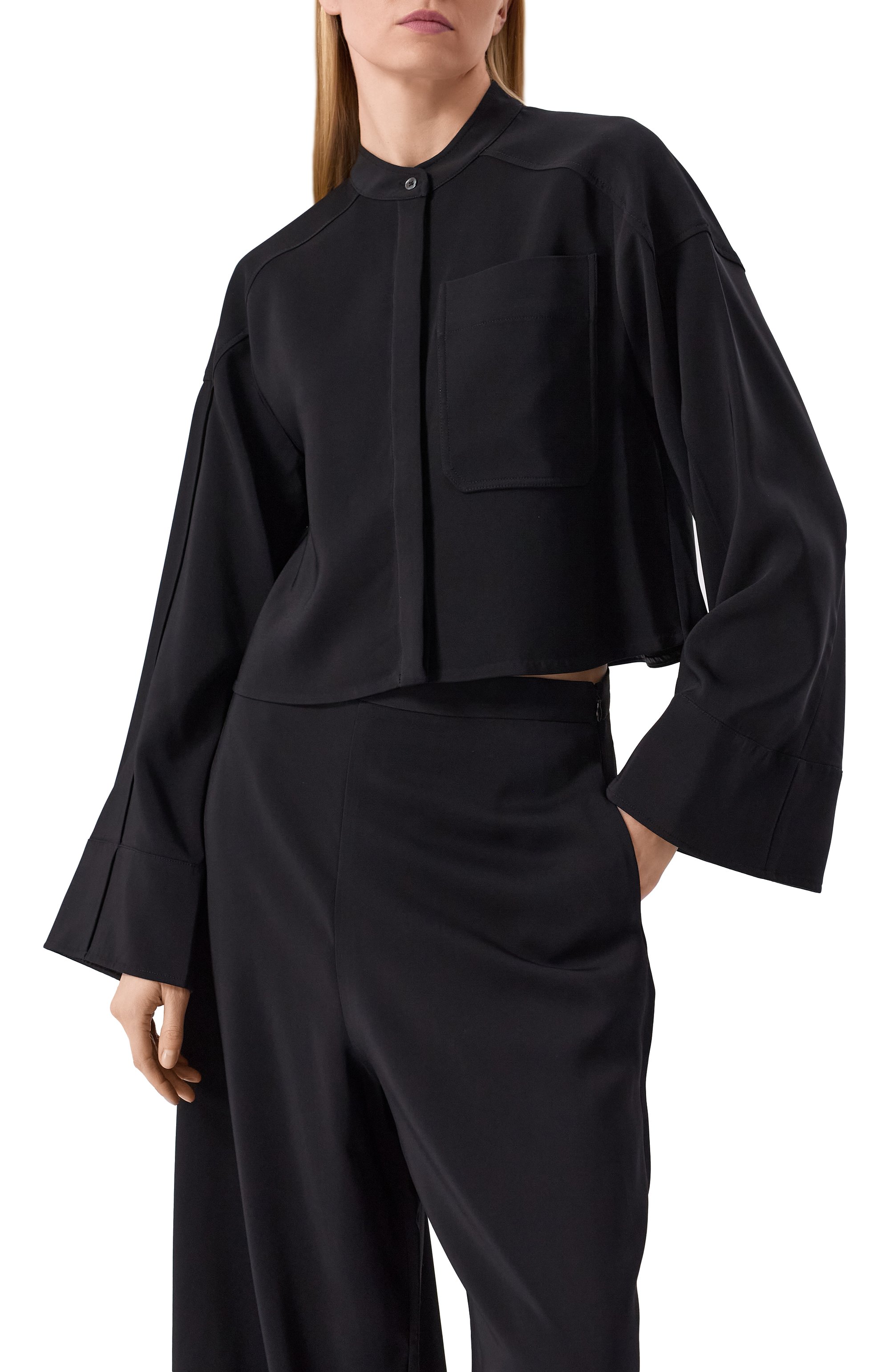 Блузка из вискозы CO черного цвета по цене 65900 руб., арт. 1461MBND-ESSN, фото 3 Блузка из вискозы CO, арт. 1461MBND-ESSN, фото 3