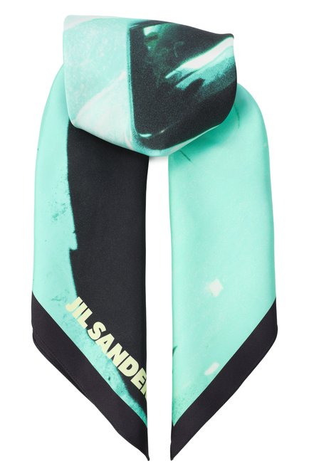 Женский платок из вискозы JIL SANDER бирюзового цвета, арт. J03TF0103/J40085 | Фото 1 (Материал: Текстиль; Материал сплава: Проставлено; Нос: Не проставлено)