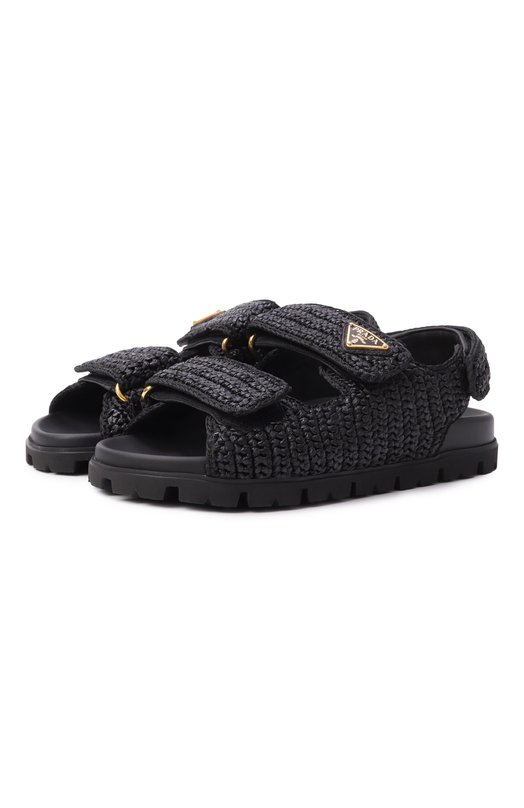 Сандалии из рафии Prada 1X440N/2C2T Чёрный 1X440N/2C2T
