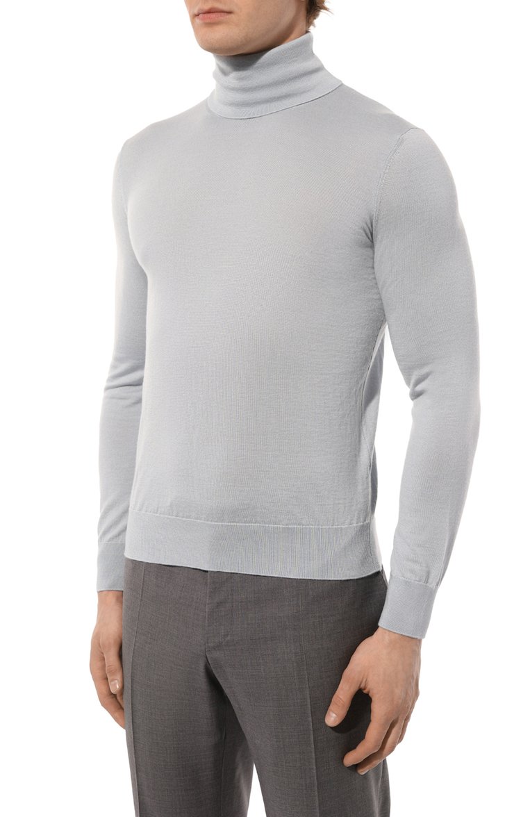 Мужской водолазка из кашемира и шелка ZEGNA светло-голубого цвета, арт. UCJ00A6/120 | Фото 3 (Материал внешний: Кашем�ир, Шелк, Шерсть; Длина (для топов): Стандартные; Рукава: Длинные; Мужское Кросс-КТ: Водолазка-одежда; Принт: Без принта; Стили: Кэжуэл)