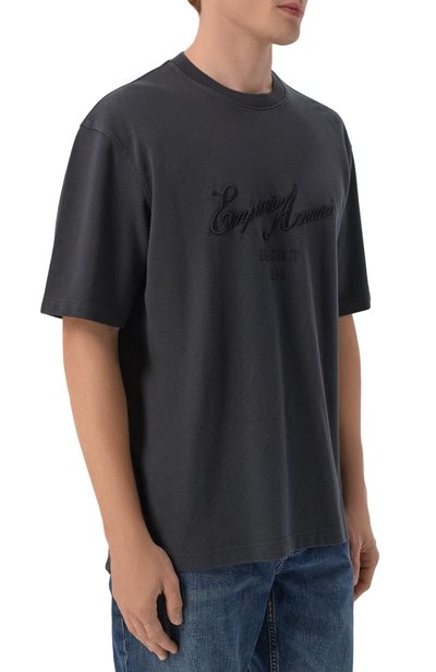 Хлопковая футболка EMPORIO ARMANI черного цвета по цене 26100 руб., арт. EM006411/AF27350, фото 3 Хлопковая футболка EMPORIO ARMANI, арт. EM006411/AF27350, фото 3