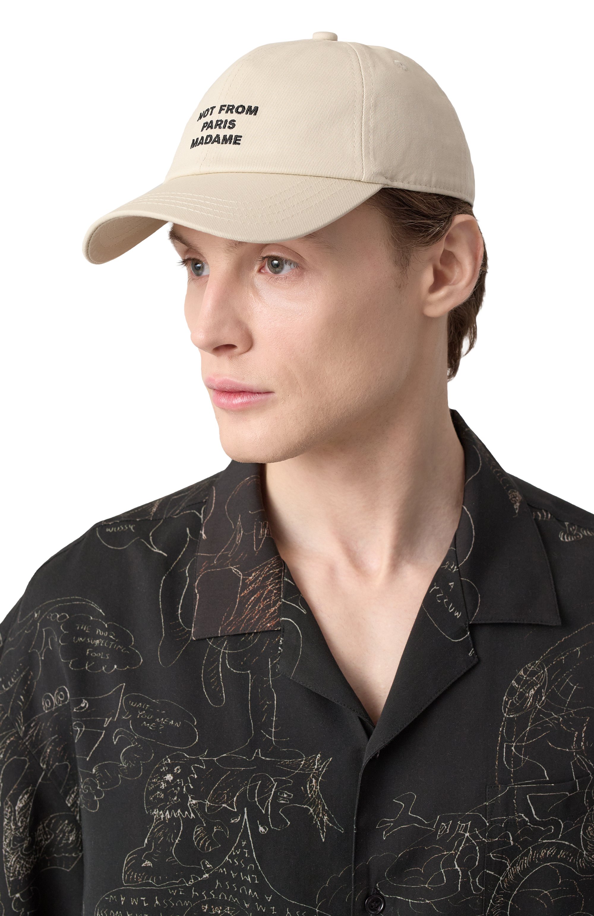 Хлопковая бейсболка DROLE DE MONSIEUR кремового цвета по цене 10700 руб., арт. PERM-CP151-C0138-MT, фото 2 Хлопковая бейсболка DROLE DE MONSIEUR, арт. PERM-CP151-C0138-MT, фото 2