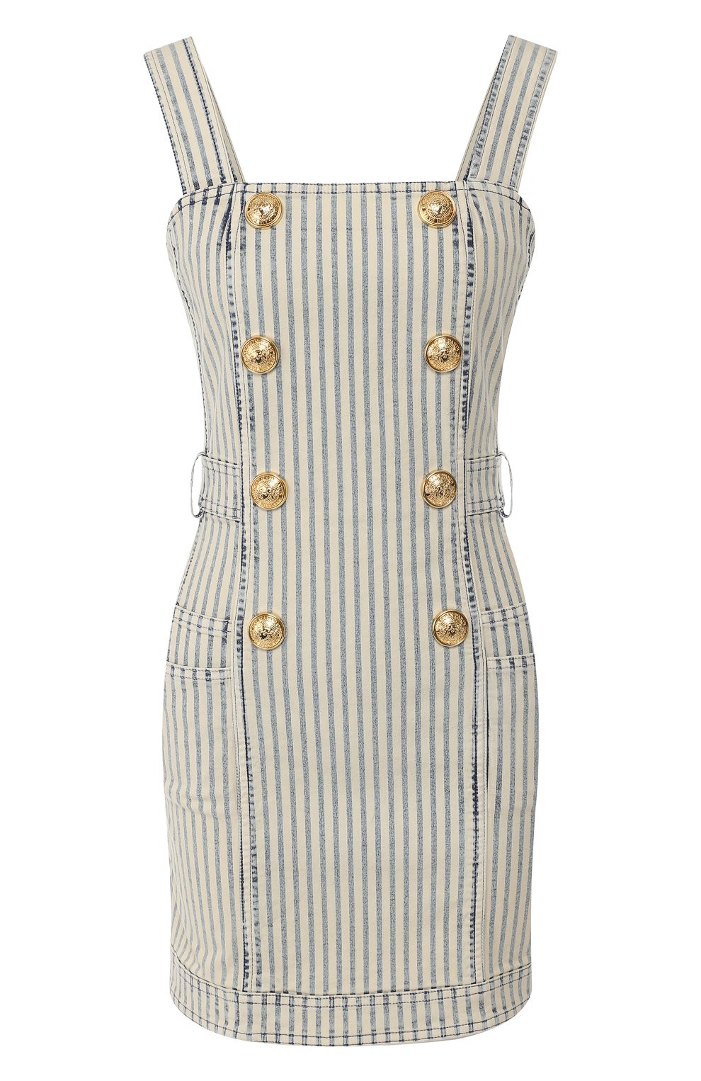 Хлопковое платье BALMAIN голубого цвета по цене 118500 руб., арт. RF16274/D038, фото 1 Хлопковое платье BALMAIN, арт. RF16274/D038, фото 1