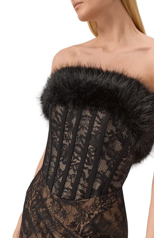 Платье из хлопка и шелка Elie Saab D0865NF25/LAF01 Чёрный  D0865NF25/LAF01 Фото 4