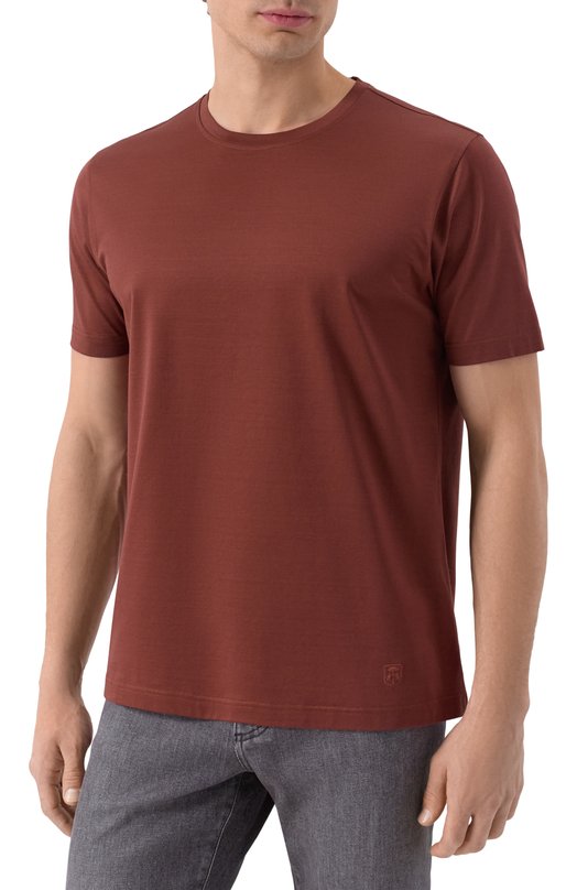 Хлопковая футболка Corneliani 25G500-2525000 Бордовый  25G500-2525000 Фото 3