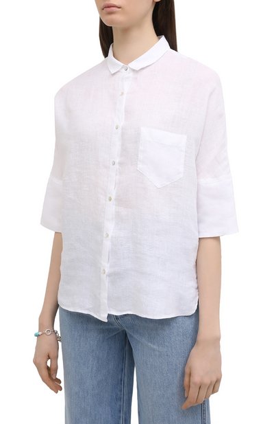 Льняная рубашка 120% LINO белого цвета по цене 19950 руб., арт. T0W1286/B317/000, фото 3 Льняная рубашка 120% LINO, арт. T0W1286/B317/000, фото 3
