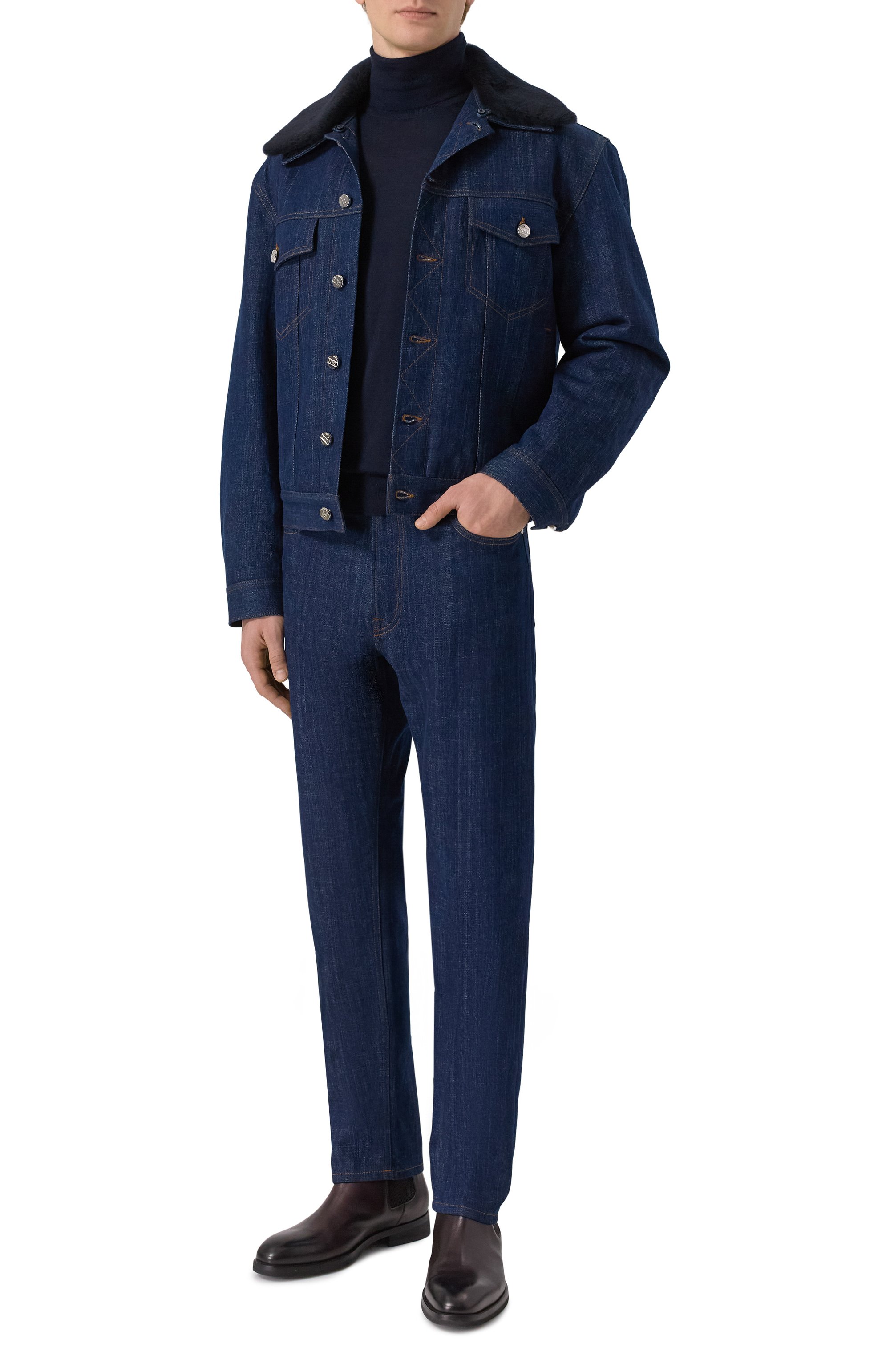 Джинсовая куртка ZILLI темно-синего цвета по цене 596500 руб., арт. JPK007M010340006I, фото 2 Джинсовая куртка ZILLI, арт. JPK007M010340006I, фото 2