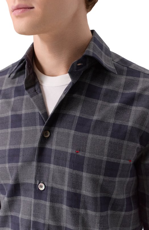 Хлопковая рубашка Kiton UMCNERH0943909 Синий  UMCNERH0943909 Фото 5