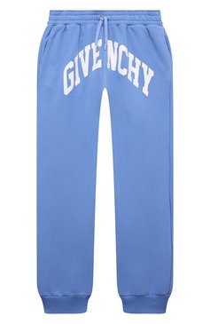 Детские хлопковые джоггеры GIVENCHY голубого цвета, арт. H30124/12+/14 | Фото 1 (Материал внешний: Хлопок; Материал сплава: Проставлено; Нос: Не проставлено; Мальчики Кросс-КТ: Джоггеры-одежда; Ростовка одежда: 12 лет | 152 см)