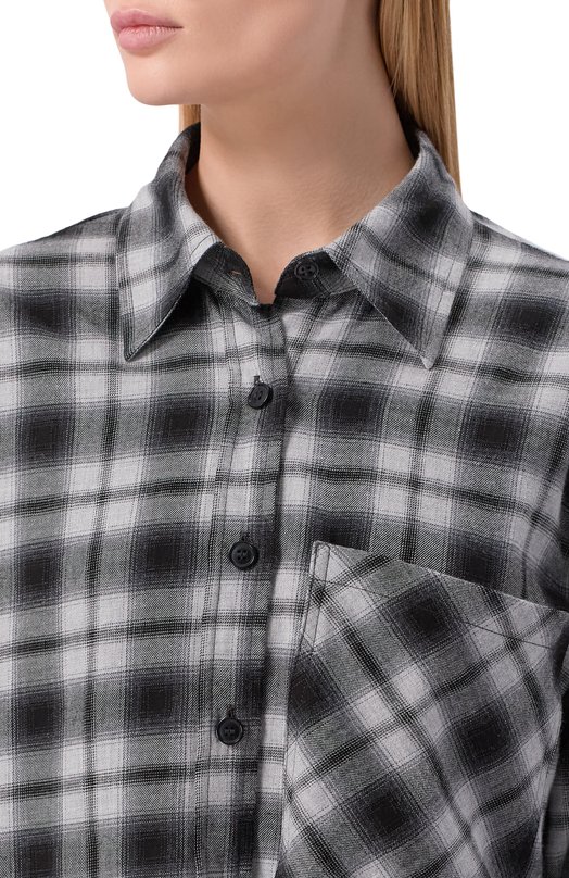 Хлопковая рубашка Agolde A73821868 Чёрно-белый  A73821868 Фото 5