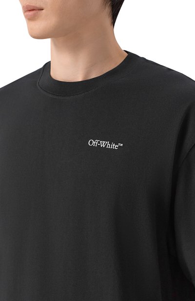 Хлопковая футболка OFF-WHITE черного цвета по цене 31100 руб., арт. 0MAA120S26JER008, фото 5 Хлопковая футболка OFF-WHITE, арт. 0MAA120S26JER008, фото 5