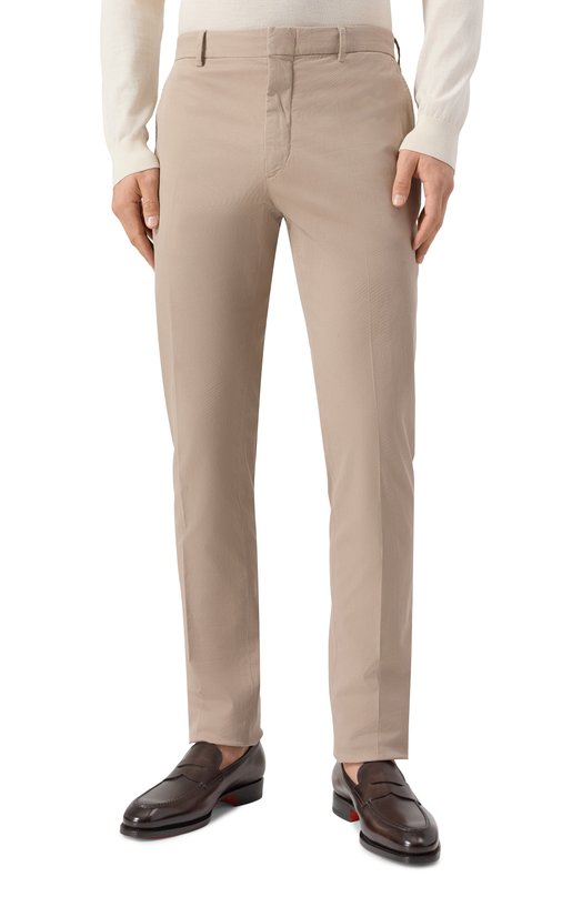 Хлопковые брюки Zegna TR00/RUE17A8 Бежевый  TR00/RUE17A8 Фото 3