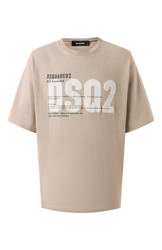 Мужская хлопковая футболка DSQUARED2 бежевого цвета, арт. S74GD1412/D20033 | Фото 1 (Рукава: Короткие; Длина (для топов): Стандартные; Стили: Кэжуэл; Принт: С принтом; Материал внешний: Хлопок; Мужское Кросс-КТ: Футболка-одежда; Кросс-КТ: Джерси)