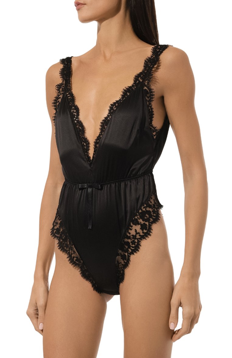 Женское шелковое боди DOLCE & GABBANA черного цвета, арт. 09C61T/0NQ41 | Фото 3 (Материал внешний: Шелк; Нос: Не проставлено; Стили: Минимализм)