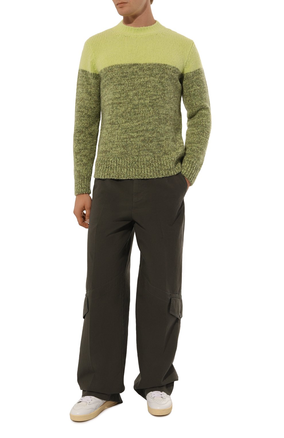 Шерстяной свитер DRIES VAN NOTEN салатового цвета по цене 79150 руб., арт. 242-021245-9709, фото 2 Шерстяной свитер DRIES VAN NOTEN, арт. 242-021245-9709, фото 2