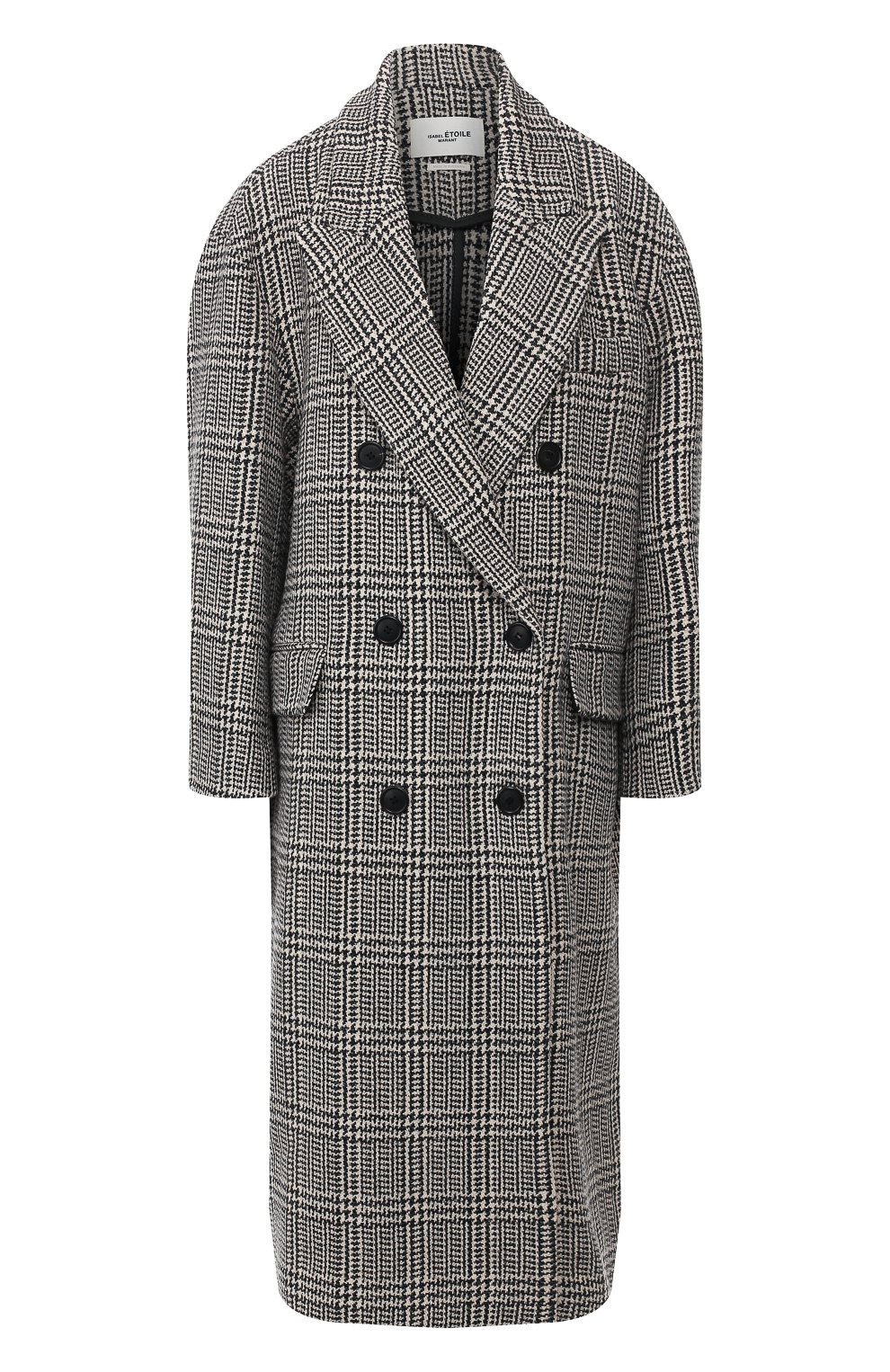 Шерстяное пальто ISABEL MARANT ETOILE черно-белого цвета по цене 67300 руб., арт. MA0699-20P008E/0JIMA, фото 1 Шерстяное пальто ISABEL MARANT ETOILE, арт. MA0699-20P008E/0JIMA, фото 1