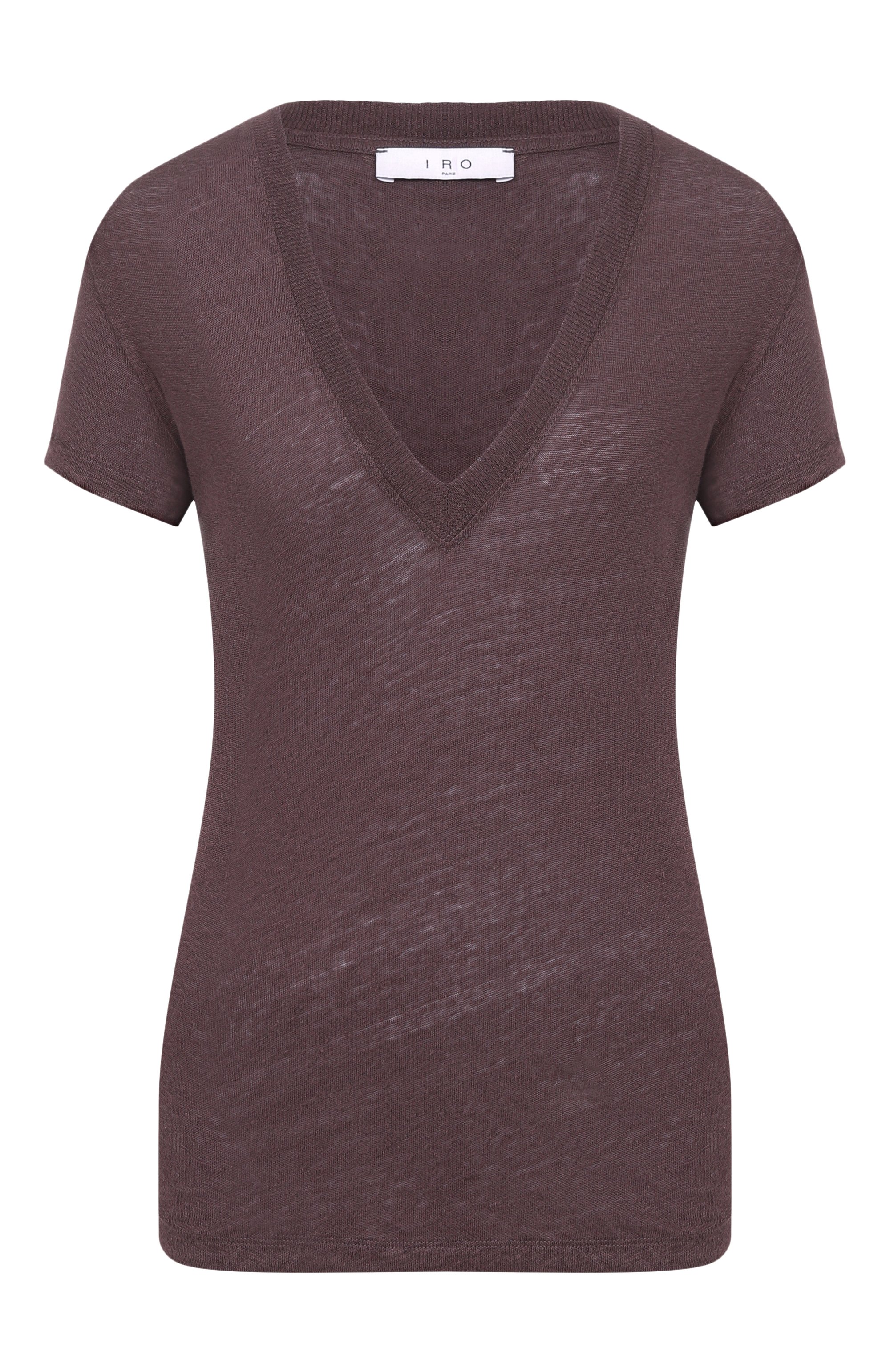 Льняная футболка IRO коричневого цвета по цене 17850 руб., арт. WP19R0DE0, фото 1 Льняная футболка IRO, арт. WP19R0DE0, фото 1