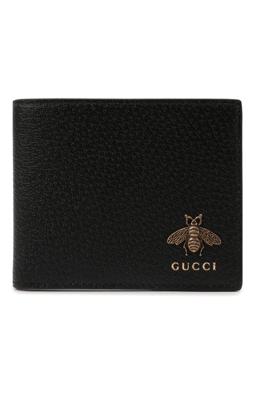 Кожаное портмоне Animalier с отделениями для кредитных карт Gucci 523664/DJ20T Чёрный 523664/DJ20T