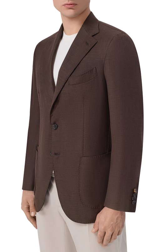 Шерстяной пиджак Andrea Campagna SALINA C0N SPALLINA BASSA/T26123 Коричневый  SALINA C0N SPALLINA BASSA/T26123 Фото 3