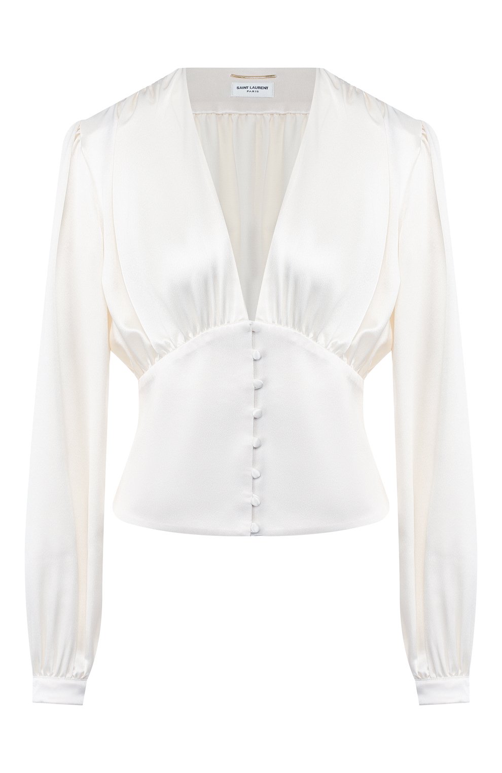 Шелковая блузка SAINT LAURENT белого цвета по цене 156500 руб., арт. 568635/Y001W, фото 1 Шелковая блузка SAINT LAURENT, арт. 568635/Y001W, фото 1