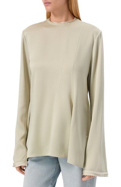 Атласный топ JIL SANDER светло-зеленого цвета по цене 184000 руб., арт. J02NC0271/J76018, фото 3 Атласный топ JIL SANDER, арт. J02NC0271/J76018, фото 3