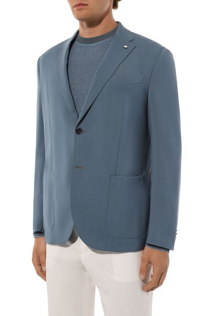 Шерстяной пиджак L.B.M. 1911 синего цвета по цене 87550 руб., арт. 2652/34030, фото 5 Шерстяной пиджак L.B.M. 1911, арт. 2652/34030, фото 5