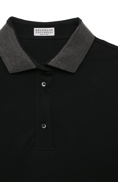 Хлопковое поло BRUNELLO CUCINELLI черного цвета по цене 39700 руб., арт. B0021T291C, фото 3 Хлопковое поло BRUNELLO CUCINELLI, арт. B0021T291C, фото 3