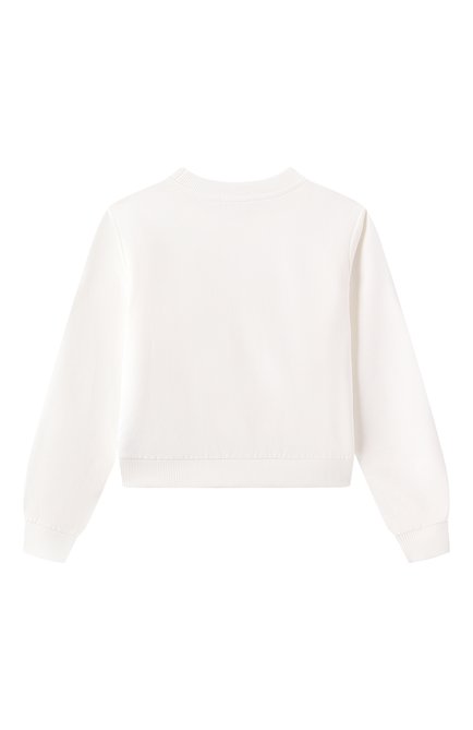 Детский хлопковый свитшот MOSCHINO молочного цвета, арт. HDF066/LDA00/4-8 | Фото 2 (Драгоценные камни: Проставлено; Материал сплава: Проставлено; Рукава: Длинные)