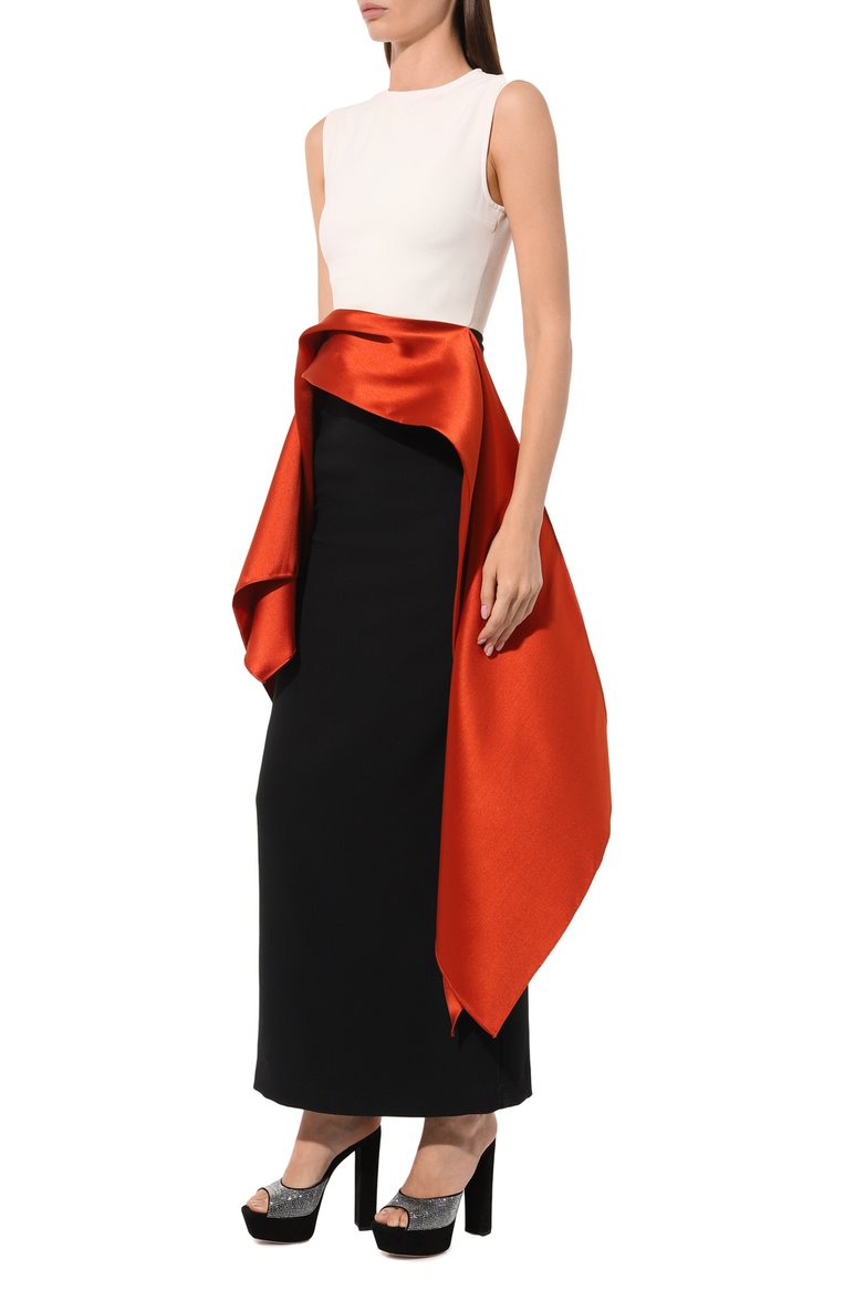 Женское платье SOLACE LONDON разноцветного цвета, арт. 0S33008 | Фото 3 (Рукава: Короткие; Материал подклада: Синтетический материал; Длина Ж (юбки, платья, шорты): Макси; Стили: Гламурный; Случай: Вечерний; Женское Кросс-КТ: Платье-одежда; Драгоценные камни: Проставлено; Материал сплава: Проставлено)