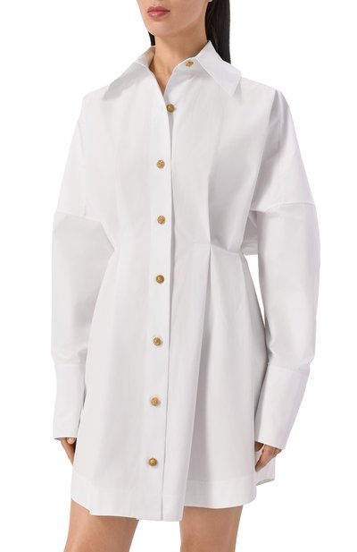 Хлопковое платье-рубашка BALMAIN белого цвета по цене 196500 руб., арт. GF1R9412/CB09, фото 3 Хлопковое платье-рубашка BALMAIN, арт. GF1R9412/CB09, фото 3