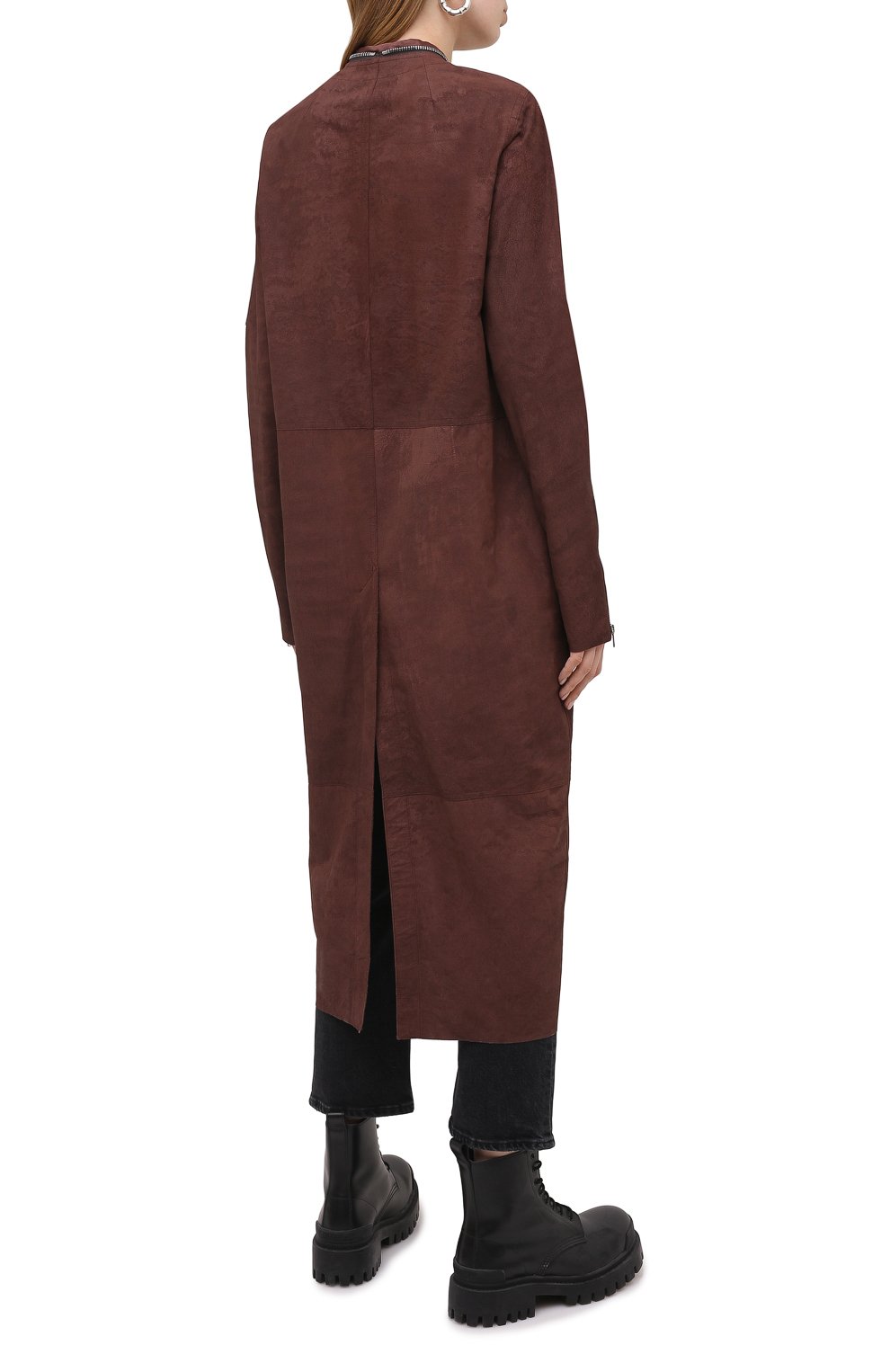 Кожаное пальто RICK OWENS коричневого цвета по цене 278000 руб., арт. RP21S3945/LBAB, фото 4 Кожаное пальто RICK OWENS, арт. RP21S3945/LBAB, фото 4