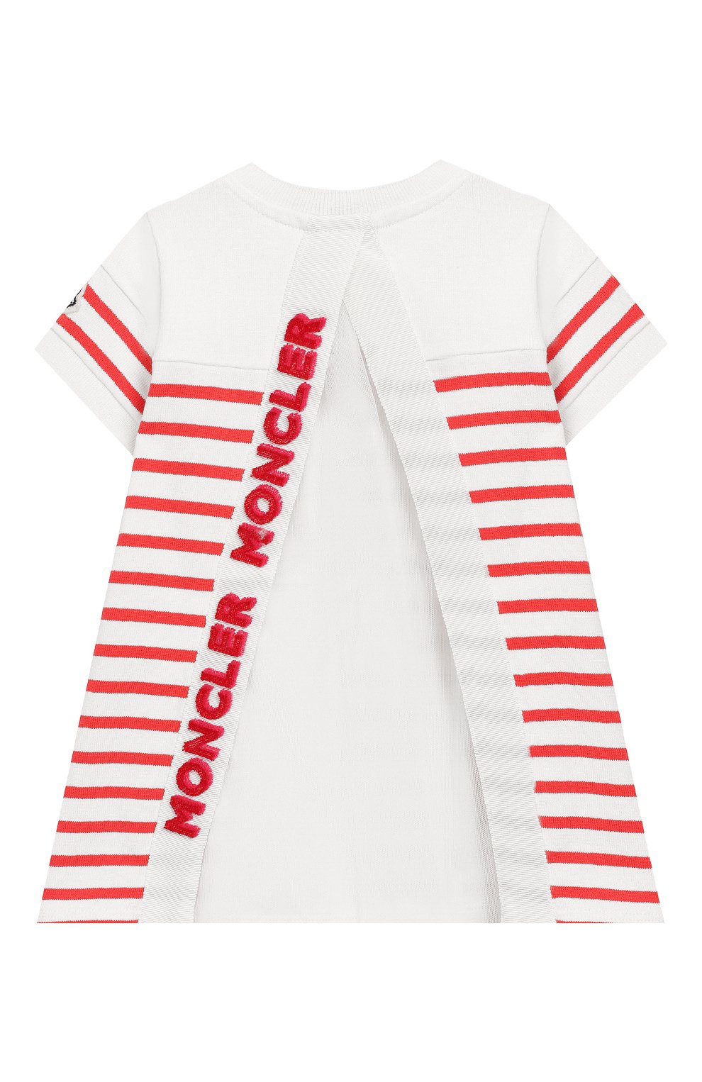 Хлопковое платье MONCLER ENFANT кораллового цвета по цене 23450 руб., арт. E1-951-85740-05-V8026, фото 2 Хлопковое платье MONCLER ENFANT, арт. E1-951-85740-05-V8026, фото 2