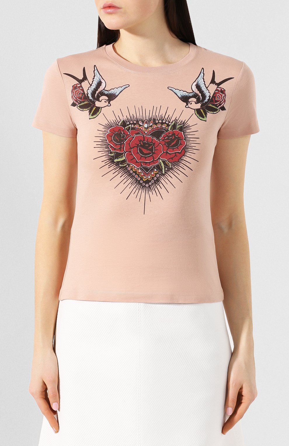 Хлопковая футболка REDVALENTINO розового цвета по цене 20800 руб., арт. RR0MG00T/TFH, фото 3 Хлопковая футболка REDVALENTINO, арт. RR0MG00T/TFH, фото 3