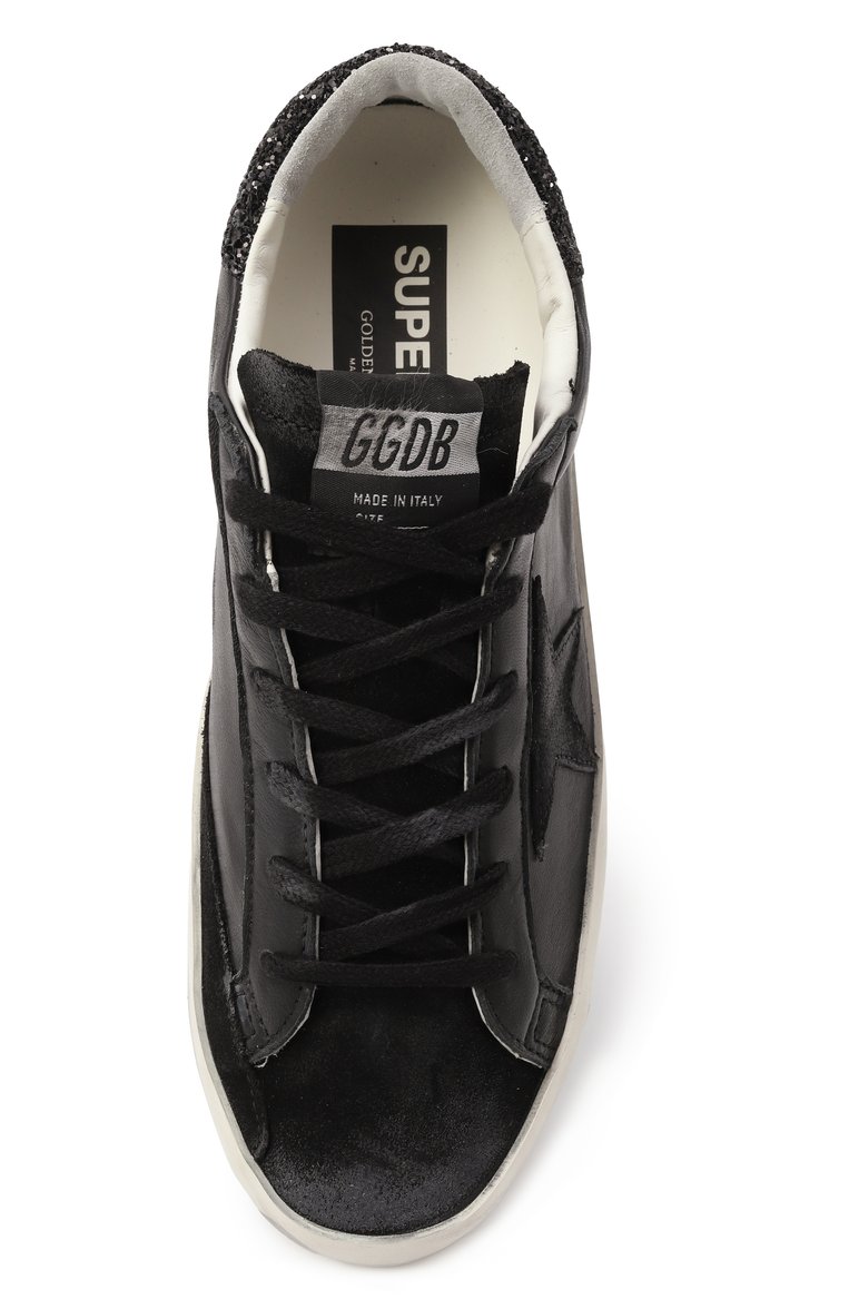 Женские кожаные кеды super-star GOLDEN GOOSE DELUXE BRAND черного цвета, арт. GWF00101.F003463 | Фото 6 (Подошва: Платформа; Материал внутренний: Натуральная кожа; Материал внешний: Натуральная кожа; Кросс-КТ: Низкие; Стили: Кэжуэл; Материал утеплителя: Без утеплителя; Автоматизация состава: Проставлено; Автоматизация ТО: Проставлено)