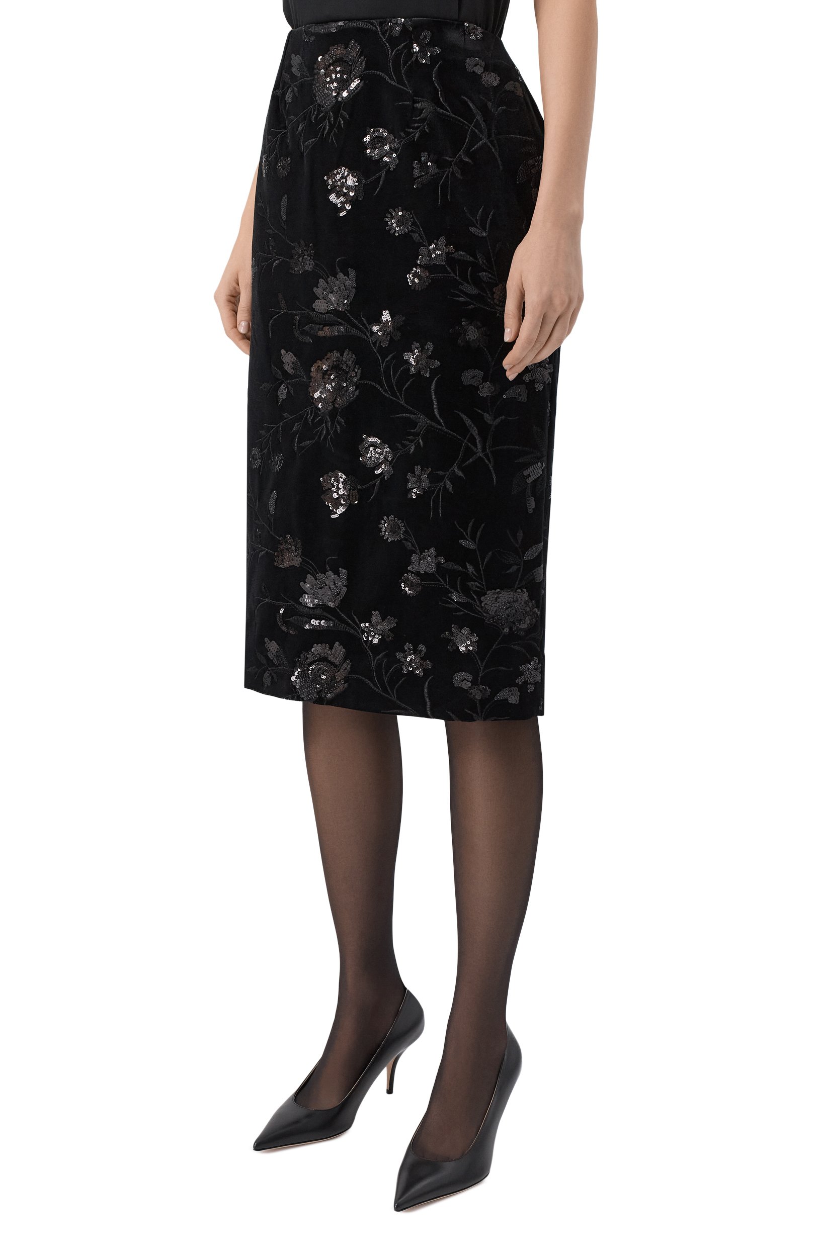 Бархатная юбка с отделкой пайетками ELIE SAAB, арт. SK370NP26/VLE02, фото 3