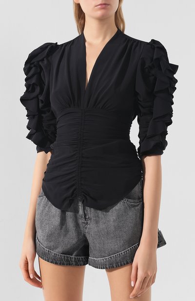 Шелковый топ ISABEL MARANT черного цвета по цене 47950 руб., арт. HT1304-19P042I/AND0RA, фото 3 Шелковый топ ISABEL MARANT, арт. HT1304-19P042I/AND0RA, фото 3