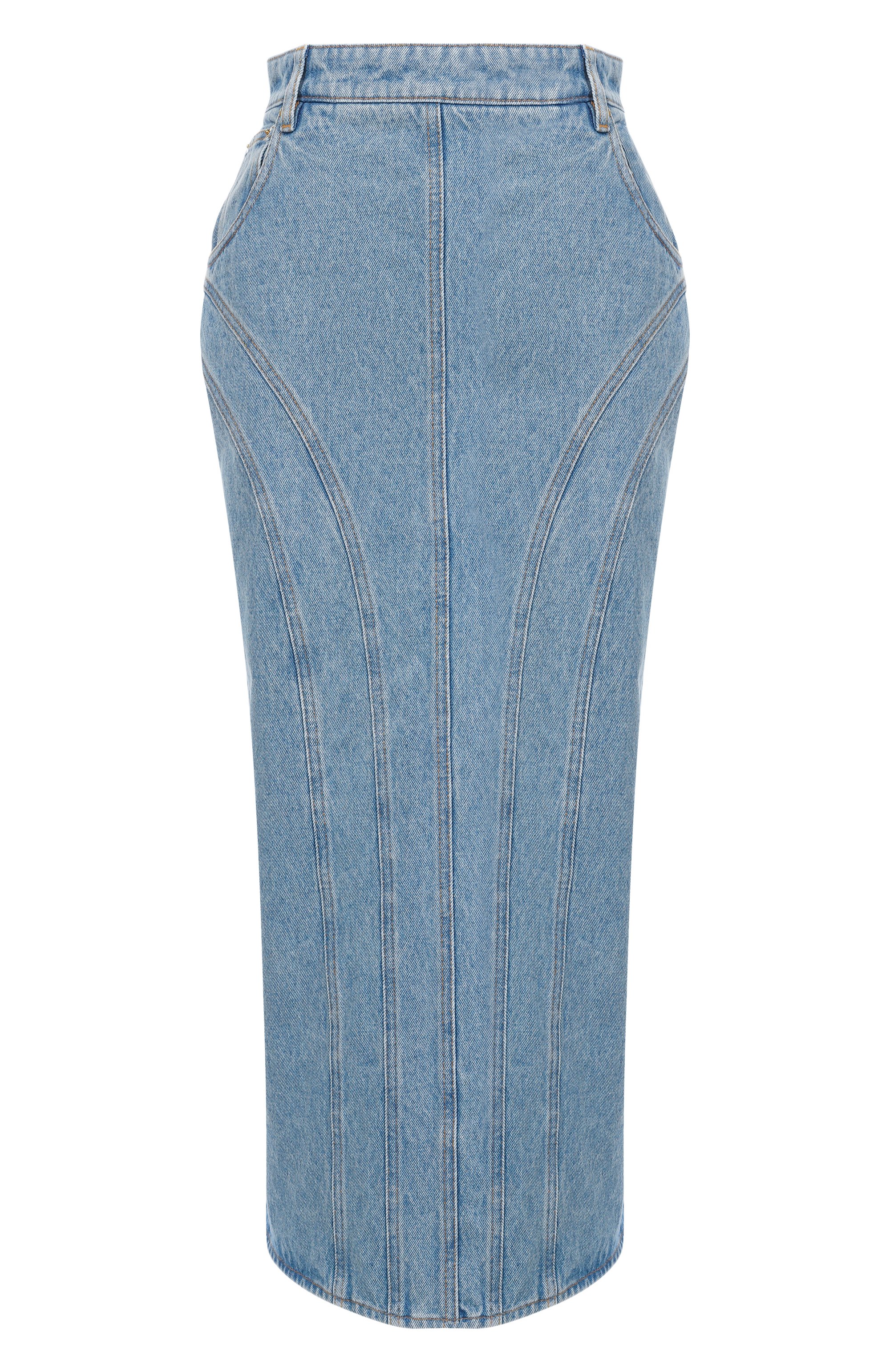 Джинсовая юбка NINA RICCI голубого цвета по цене 67950 руб., арт. 25PDJU027/C01095, фото 1 Джинсовая юбка NINA RICCI, арт. 25PDJU027/C01095, фото 1