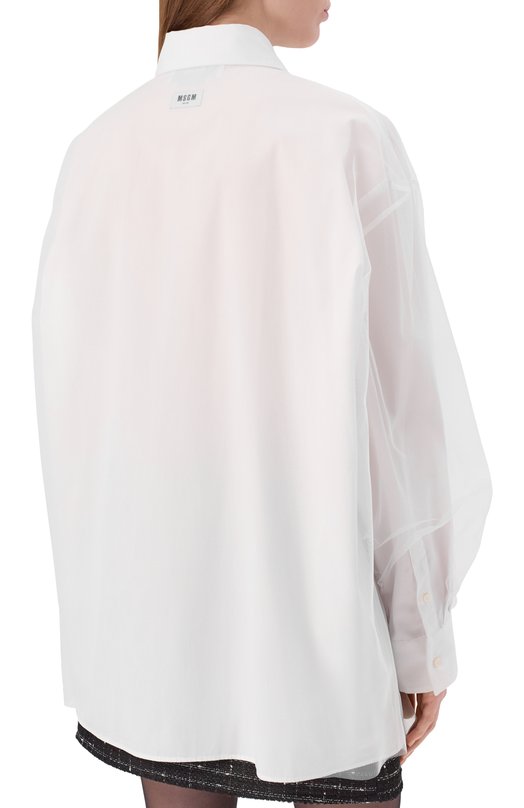Хлопковая рубашка MSGM 3942MDE02/257602 Белый  3942MDE02/257602 Фото 4