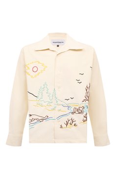 Мужская вельветовая рубашка CARNE BOLLENTE кремового цвета, арт. AW23LS0204 | Фото 1 (Рукава: Длинные; Длина (для топов): Стандартные; Материал внешний: Хлопок; Принт: С принтом; Манжеты: На пуговицах; Случай: Повседневный; Стили: Гранж; Воротник: Отложной)