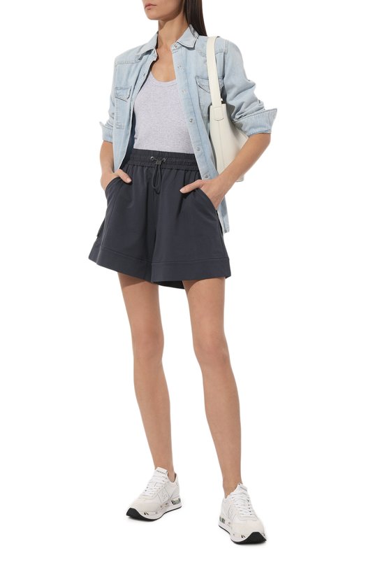 Хлопковые шорты Brunello Cucinelli MH827B1287 Синий  MH827B1287 Фото 2