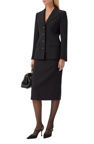 Шерстяная юбка DOLCE & GABBANA черного цвета по цене 109000 руб., арт. F4C4ST/FU2L8, фото 2 Шерстяная юбка DOLCE & GABBANA, арт. F4C4ST/FU2L8, фото 2