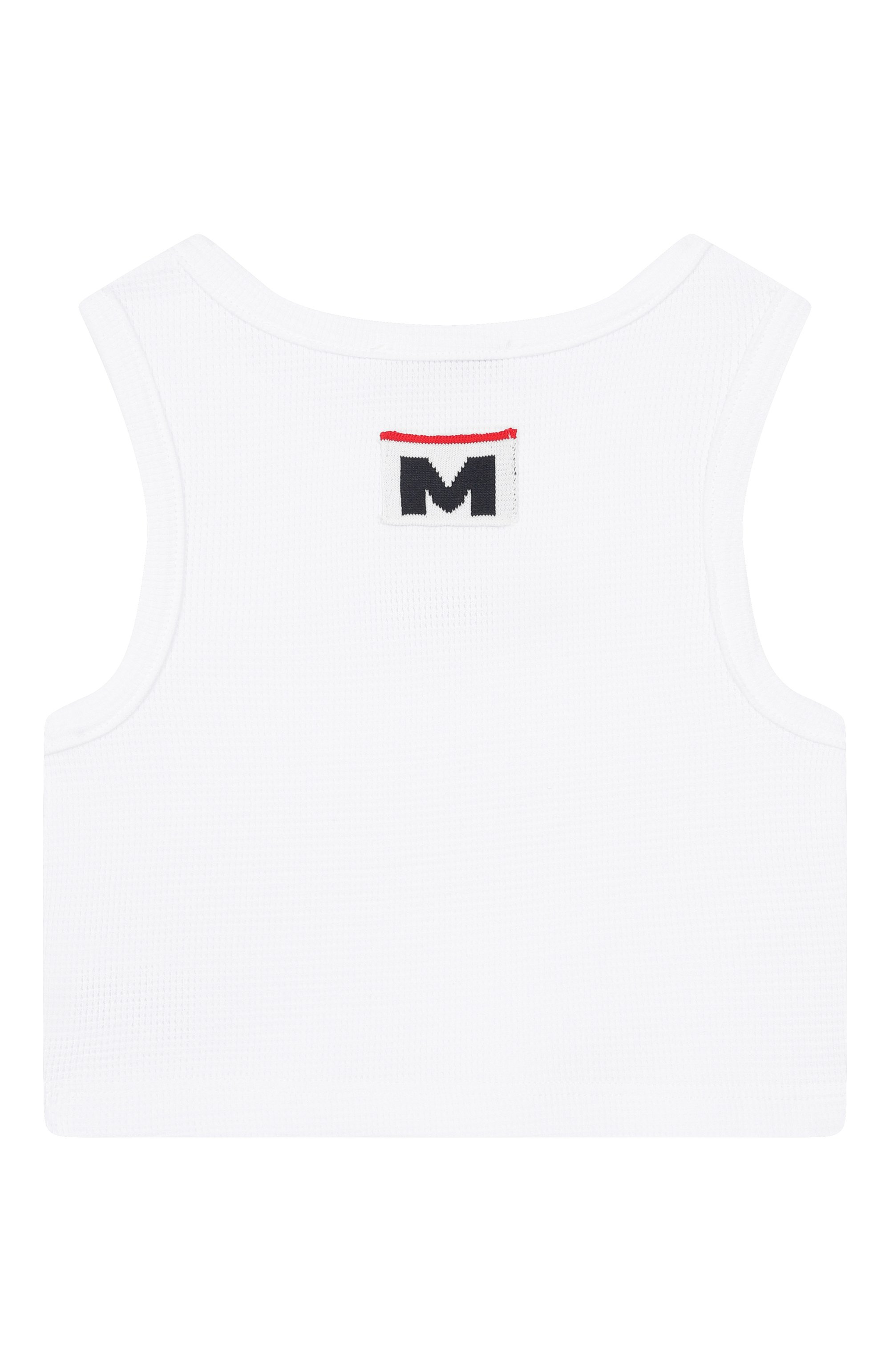 Хлопковая майка MSGM KIDS белого цвета по цене 6610 руб., арт. S6MSJGTA030, фото 2 Хлопковая майка MSGM KIDS, арт. S6MSJGTA030, фото 2